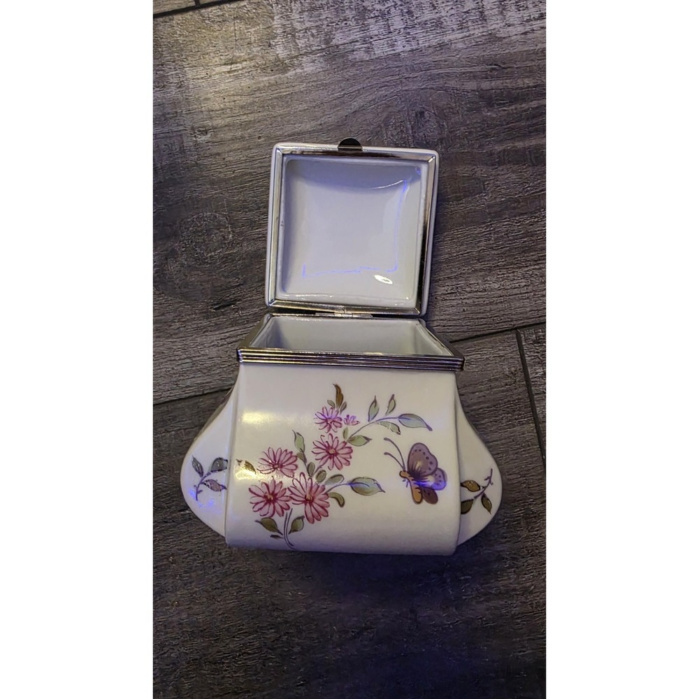 VTG Lefton China Porcelain Hinged Trinket Jewelry Dresser Box XA8134 1970s Japan